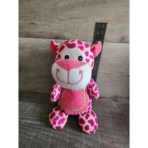 Goody Toy 11" Sitting Plush Pink Big Cat Leopard Spots Green Belly Stitching GUC